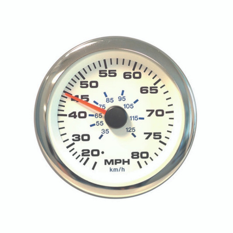 Sierra 65626SSFP White Premier Pro Series Speedometer