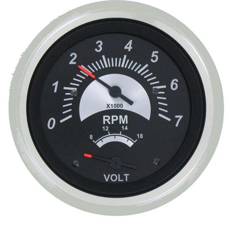 Sierra 69074FP Black Sterling Series Tachometer/Voltmeter