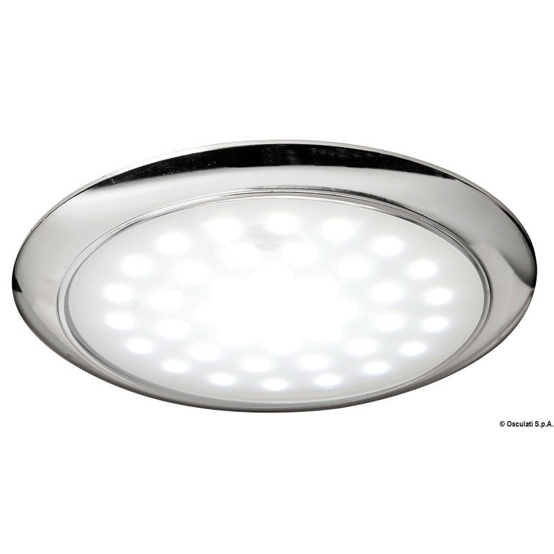 Ultra Flat LED Light Chromed Ring 12/24V 3W 130 Width 11 Depth Replacement For Jeanneau 143795 Number 13.408.02